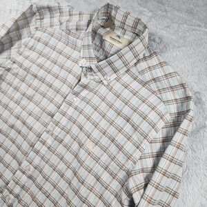 Burberry Shirt Mens Medium Gray Plaid Long Sleeve Button Down Casual Cotton